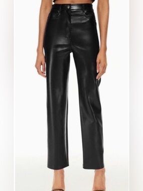 Wilfred Black Faux Leather Straight-Leg Pants